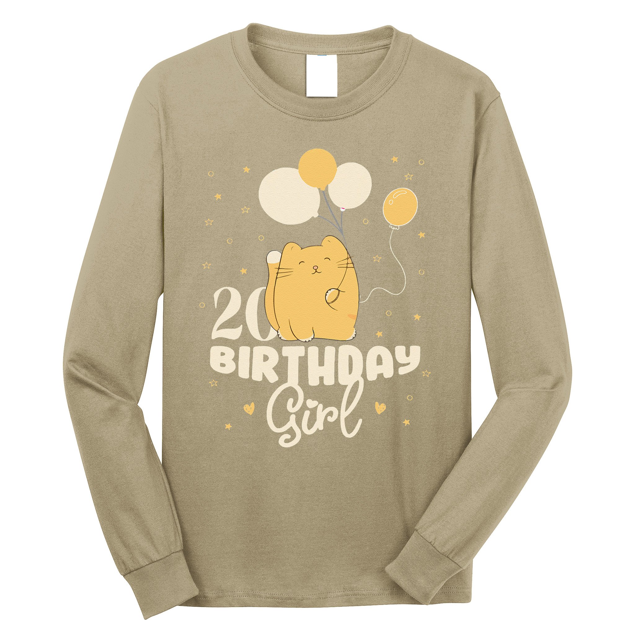 20th Birthday Squish Cat Birthday Balloons 20 Birthday .Png Long Sleeve Shirt
