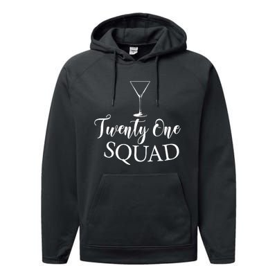 21st Birthday Squad Celebration Graphic Performance Fleece Hoodie