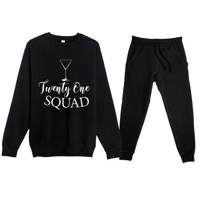 21st Birthday Squad Celebration Graphic Premium Crewneck Sweatsuit Set