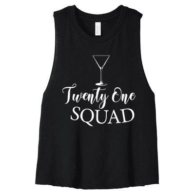 21st Birthday Squad Celebration Graphic Women's Racerback Cropped Tank