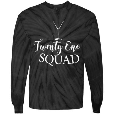 21st Birthday Squad Celebration Graphic Tie-Dye Long Sleeve Shirt