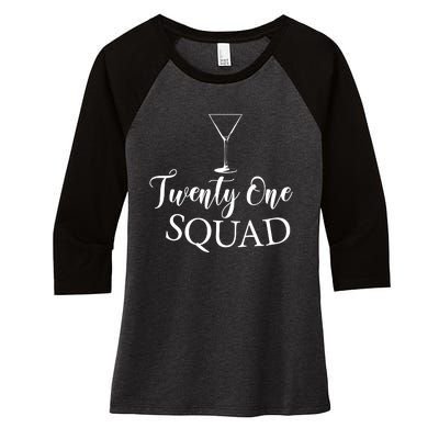 21st Birthday Squad Celebration Graphic Women's Tri-Blend 3/4-Sleeve Raglan Shirt