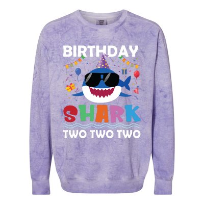 2nd Birthday Shark Matching Party Gifts For Colorblast Crewneck Sweatshirt