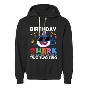 2nd Birthday Shark Matching Party Gifts For Garment-Dyed Fleece Hoodie