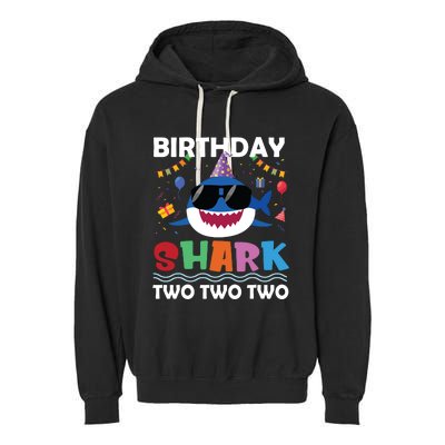 2nd Birthday Shark Matching Party Gifts For Garment-Dyed Fleece Hoodie