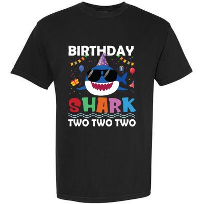 2nd Birthday Shark Matching Party Gifts For Garment-Dyed Heavyweight T-Shirt