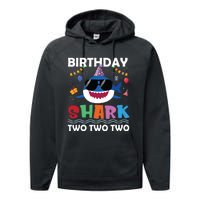 2nd Birthday Shark Matching Party Gifts For Performance Fleece Hoodie