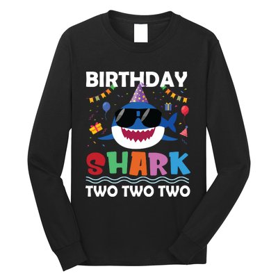 2nd Birthday Shark Matching Party Gifts For Long Sleeve Shirt