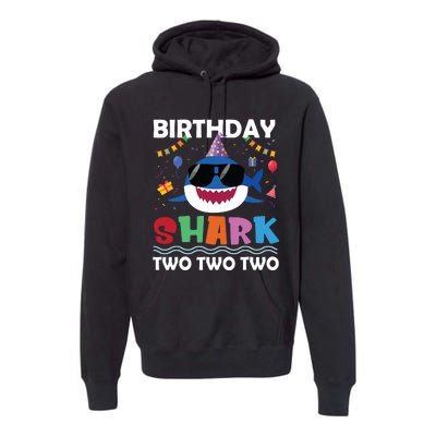 2nd Birthday Shark Matching Party Gifts For Premium Hoodie