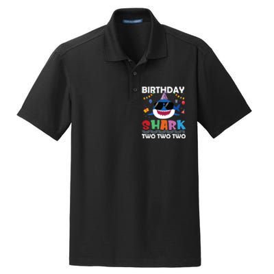 2nd Birthday Shark Matching Party Gifts For Dry Zone Grid Polo