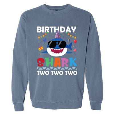 2nd Birthday Shark Matching Party Gifts For Garment-Dyed Sweatshirt