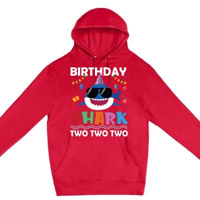 2nd Birthday Shark Matching Party Gifts For Premium Pullover Hoodie