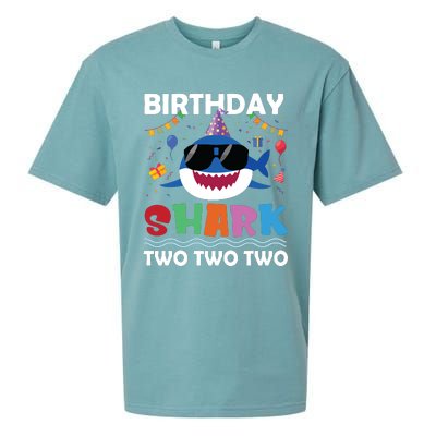 2nd Birthday Shark Matching Party Gifts For Sueded Cloud Jersey T-Shirt