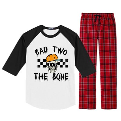 2nd Birthday Skull Bad To Bone 2 Year Old Raglan Sleeve Pajama Set