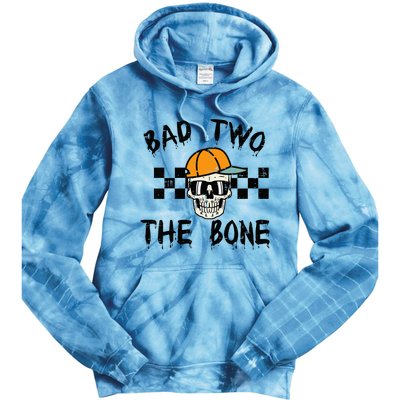 2nd Birthday Skull Bad To Bone 2 Year Old Tie Dye Hoodie