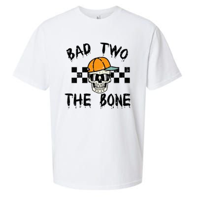 2nd Birthday Skull Bad To Bone 2 Year Old Sueded Cloud Jersey T-Shirt