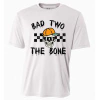 2nd Birthday Skull Bad To Bone 2 Year Old Cooling Performance Crew T-Shirt