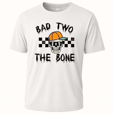 2nd Birthday Skull Bad To Bone 2 Year Old Cooling Performance Crew T-Shirt