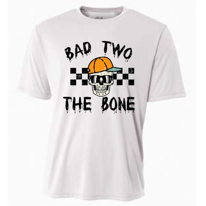 2nd Birthday Skull Bad To Bone 2 Year Old Cooling Performance Crew T-Shirt