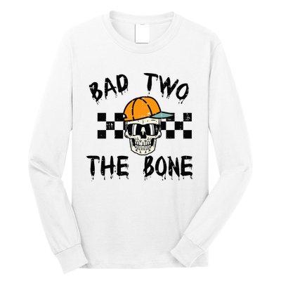 2nd Birthday Skull Bad To Bone 2 Year Old Long Sleeve Shirt