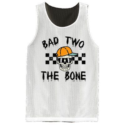 2nd Birthday Skull Bad To Bone 2 Year Old Mesh Reversible Basketball Jersey Tank