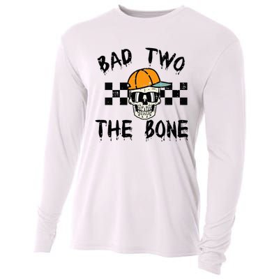 2nd Birthday Skull Bad To Bone 2 Year Old Cooling Performance Long Sleeve Crew