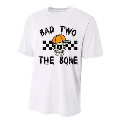 2nd Birthday Skull Bad To Bone 2 Year Old Performance Sprint T-Shirt