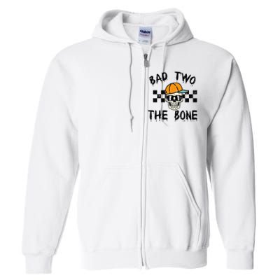 2nd Birthday Skull Bad To Bone 2 Year Old Full Zip Hoodie