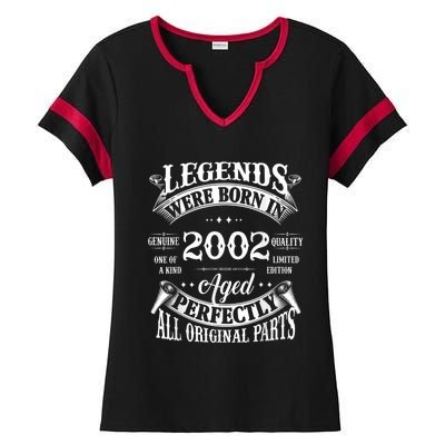 21st Birthday Tee Vintage Legends Born In 2002 21 Years Old Ladies Halftime Notch Neck Tee