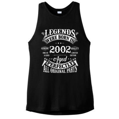 21st Birthday Tee Vintage Legends Born In 2002 21 Years Old Ladies PosiCharge Tri-Blend Wicking Tank