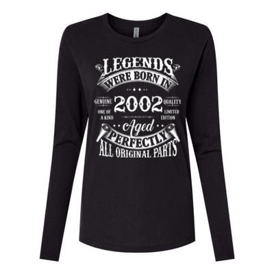 21st Birthday Tee Vintage Legends Born In 2002 21 Years Old Womens Cotton Relaxed Long Sleeve T-Shirt