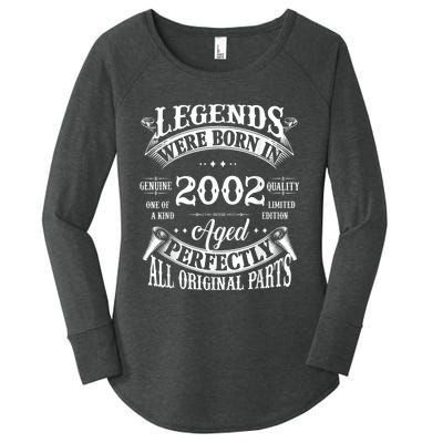 21st Birthday Tee Vintage Legends Born In 2002 21 Years Old Women's Perfect Tri Tunic Long Sleeve Shirt