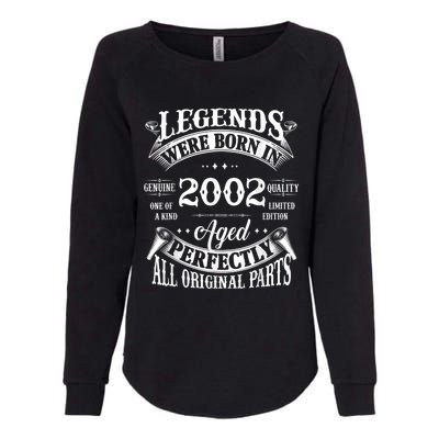 21st Birthday Tee Vintage Legends Born In 2002 21 Years Old Womens California Wash Sweatshirt