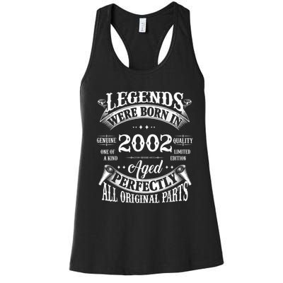 21st Birthday Tee Vintage Legends Born In 2002 21 Years Old Women's Racerback Tank