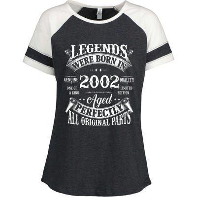 21st Birthday Tee Vintage Legends Born In 2002 21 Years Old Enza Ladies Jersey Colorblock Tee