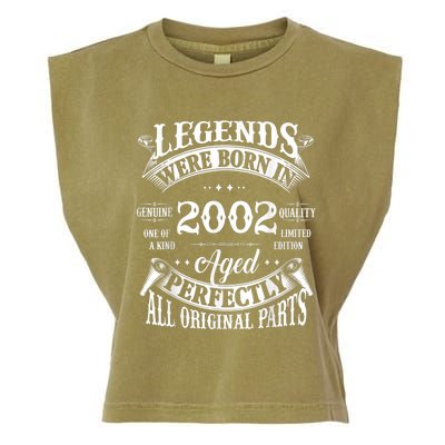 21st Birthday Tee Vintage Legends Born In 2002 21 Years Old Garment-Dyed Women's Muscle Tee