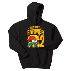 2nd Birthday This Little Farmer Is 2 Year Old Tractor Kids Hoodie