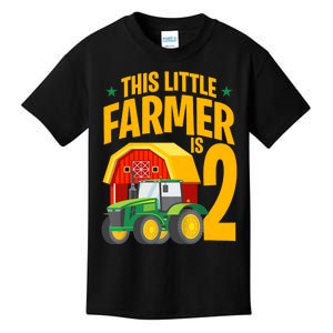 2nd Birthday This Little Farmer Is 2 Year Old Tractor Kids T-Shirt