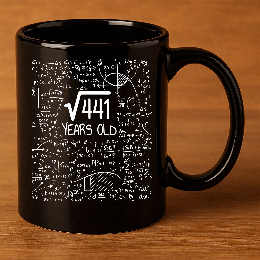 21st Birthday T Square Root Of 441 21 Years Old 11oz C Handle Ceramic Mug