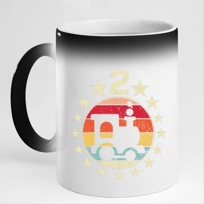 2nd Birthday Train Second 2 Year Old Birthday 11oz Black Color Changing Mug