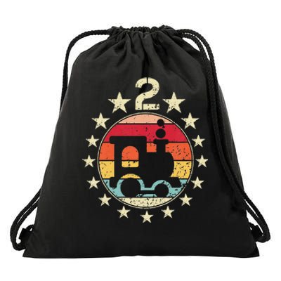 2nd Birthday Train Second 2 Year Old Birthday Drawstring Bag