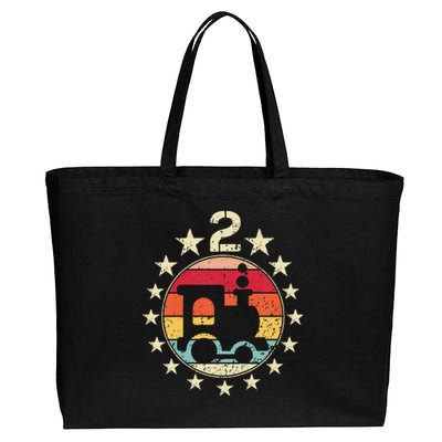 2nd Birthday Train Second 2 Year Old Birthday Cotton Canvas Jumbo Tote