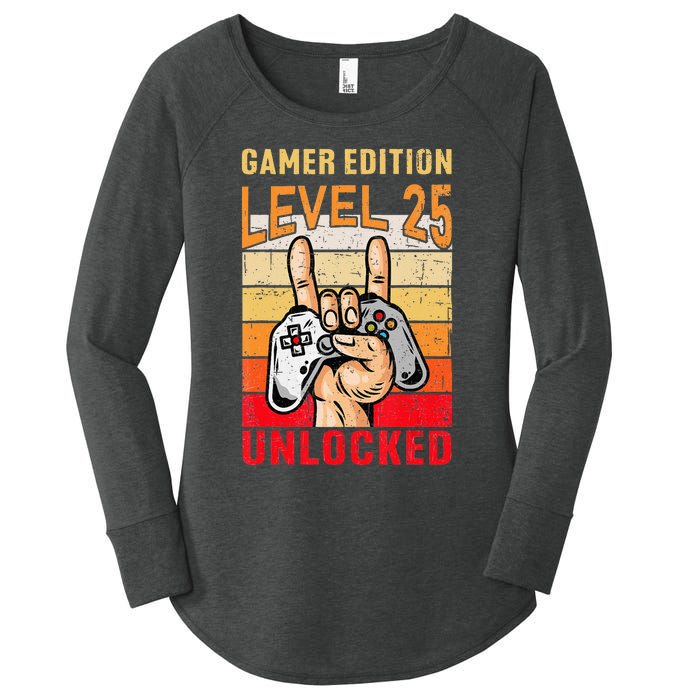 25Th Birthday Video Gamer Edition Level 25 Unlocked Women's Perfect Tri Tunic Long Sleeve Shirt