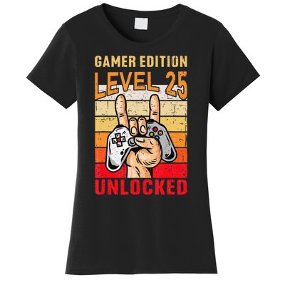 25Th Birthday Video Gamer Edition Level 25 Unlocked Women's T-Shirt