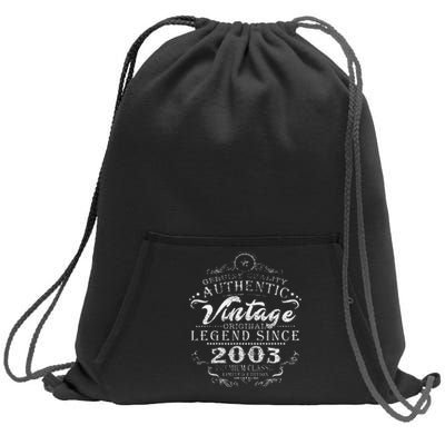 20th Birthday Vintage Legend Since 2003 Sweatshirt Cinch Pack Bag