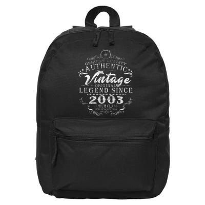 20th Birthday Vintage Legend Since 2003 16 in Basic Backpack