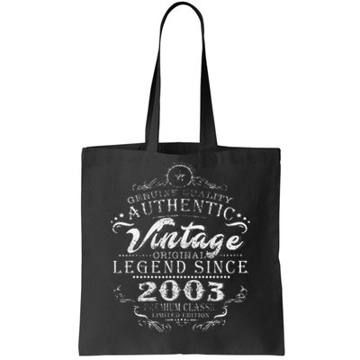 20th Birthday Vintage Legend Since 2003 Tote Bag