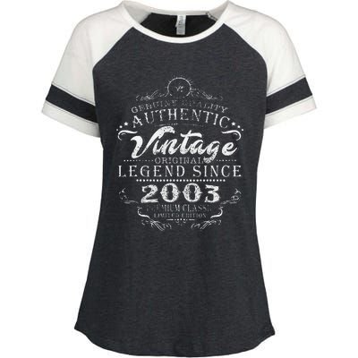 20th Birthday Vintage Legend Since 2003 Enza Ladies Jersey Colorblock Tee