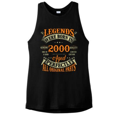 25th Birthday Vintage Legends Born In 2000 25 Years Old Ladies PosiCharge Tri-Blend Wicking Tank