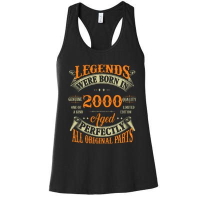 25th Birthday Vintage Legends Born In 2000 25 Years Old Women's Racerback Tank